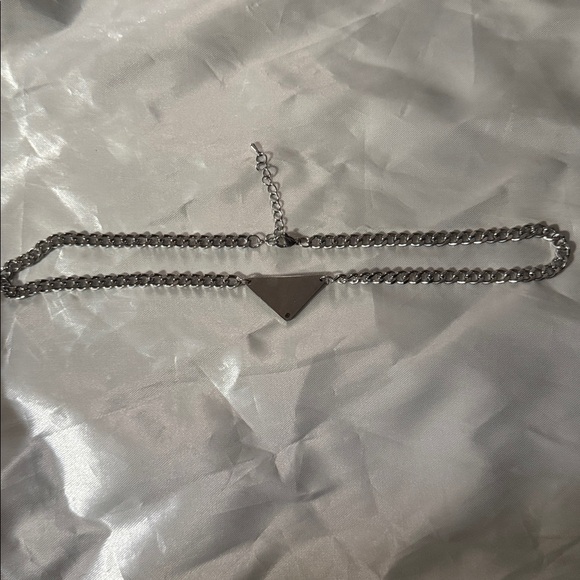 New Authentic silver with black Prada logo tag - necklace. (18in.ext. to 20in.) - Picture 5 of 7